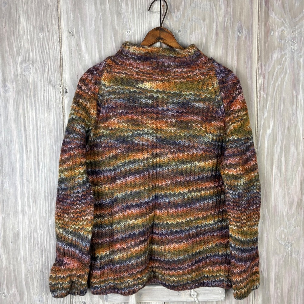 Jones New York Sport Space Dye Wool Blend Mock Neck Sweater Womens‎ L Colorful